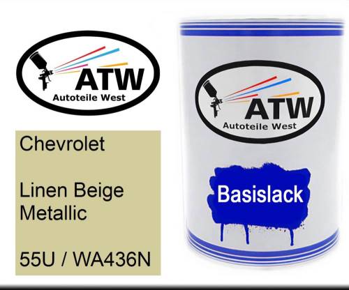 Chevrolet, Linen Beige Metallic, 55U / WA436N: 500ml Lackdose, von ATW Autoteile West.